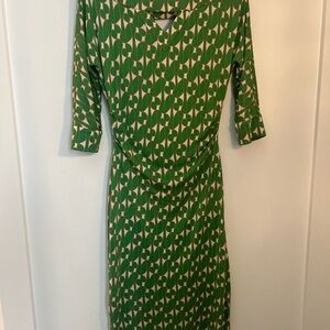 Diane Von Furstenberg Green Leaf Print Dress